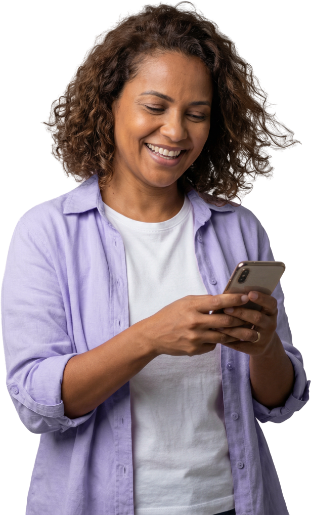 Paciente usando a Doctor24 para receber orientação de saúde pelo celular.