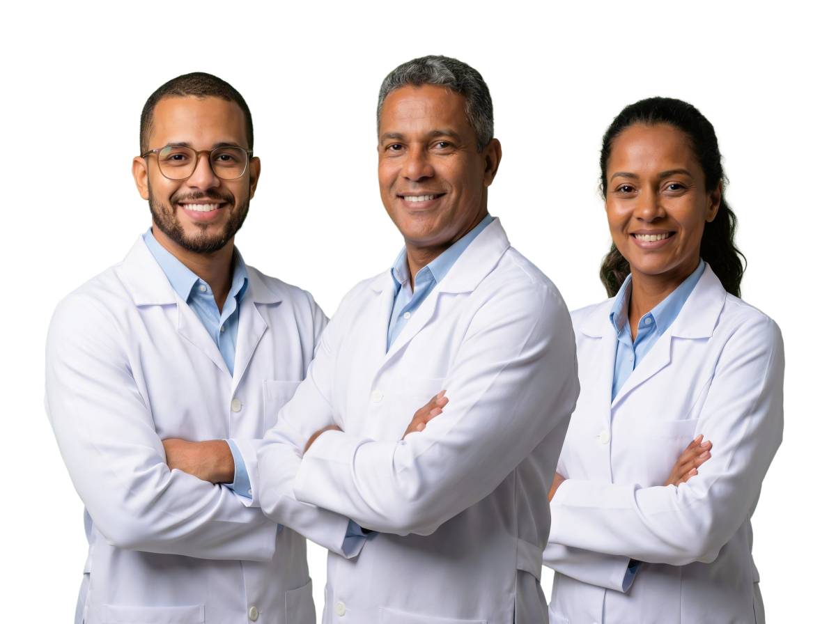 Profissionais de saúde representando a rede de médicos parceiros da Doctor24.